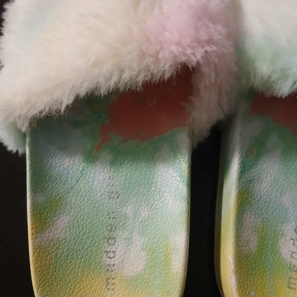 Madden Girl Pastel Tie-Dye Fuzzy Slides